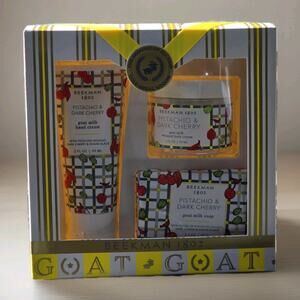 Beekman 1802 Gift Set Pistachio & Dark Cherry Body, Hand Cream And Goat Soap